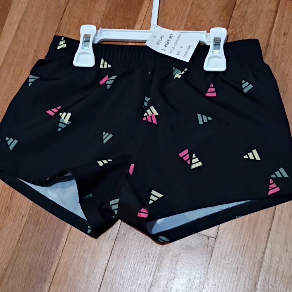 Adidas Girls Size 6 Youth 6y Pink Outfit with Colorful Accents Nwt New With Tags - Picture 2 of 7